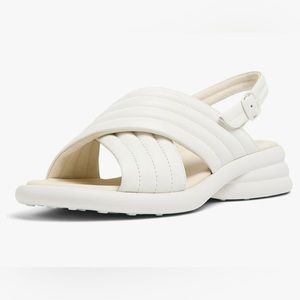 NEW Camper Spiro 8.5 39 White Leather Women’s Slingback Wedge Sandal Adjustable